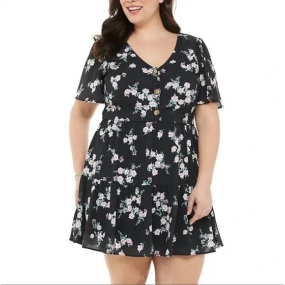 EVRI Floral Button Down Tiered Dress // 2X - Picture 1 of 12